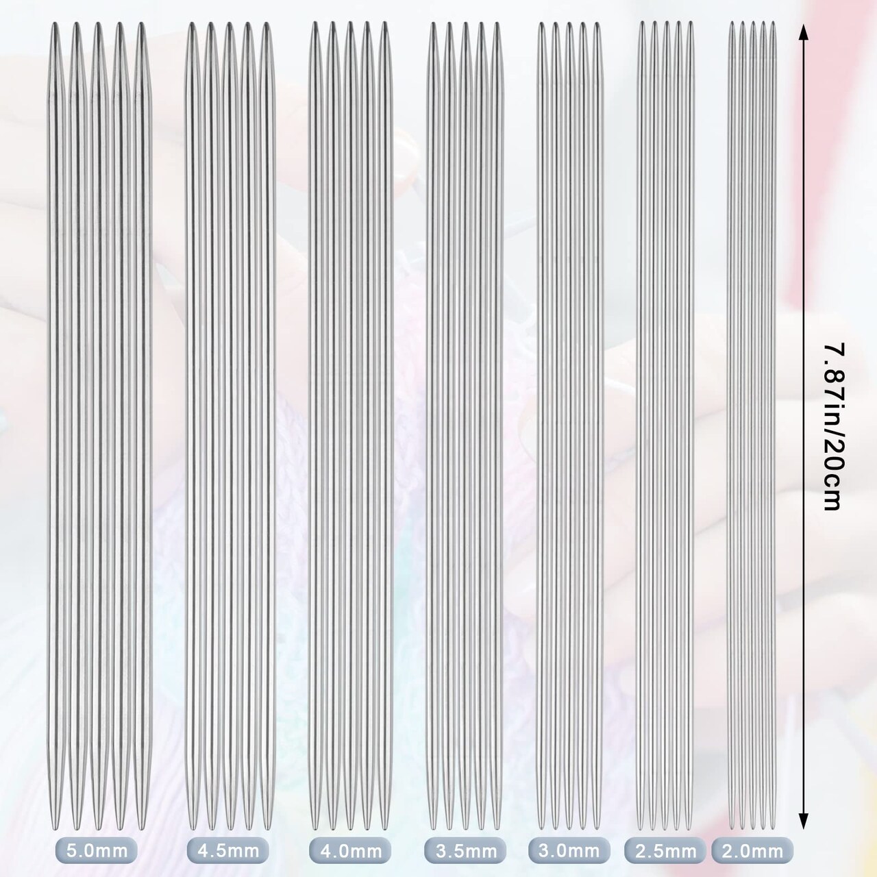 35 Pieces Short Knitting Needles Set Metal - Double Pointed Knitting Needles Stainless Steel Knitting Needles Double Ended with Case and Large-Eye Needles Stitch Markers Scissors Knitting Supplies